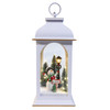 11.5" Battery Operated Lighted USB Snowmen With Lamppost Lantern