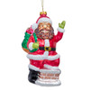 Glass African American Santa With Chimney Ornament