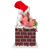 15" Red Santa In Chimney With Gifts Table Piece