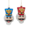 Glass Red & Blue Nutcracker Head Ornaments, 2 Assorted