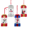4.8" Battery Operated LED Lighted Red, Blue & White Christmas Gift Box With Spinning Glitter Table Pieces, 4 Assorted