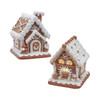 6" Battery Operated LED Gingerbread House With Santa & Snowman, 2 Assorted