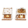 6" Battery Operated LED Gingerbread House With Santa & Snowman, 2 Assorted