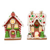 5" Battery Operated LED Red, White & Green Gingerbread House, 2 Assorted