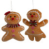 Felt Gingerbread Boy & Firl Ornaments, 2 Assorted