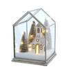 6.75" Battery Operated LED Lighted Glass Lampshade House With Small Church & Tree 
