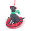 Black Labrador On Snow Tube Ornament For Personalization 