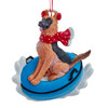German Shepherd On Snow Tube Ornament For Personalization  