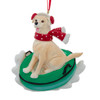 Yellow Labrador On Snow Tube Ornament For Personalization 