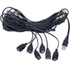 12' Black USB Power Extension Cord With 6 Ports 