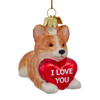 Noble Gems™ Glass Corgi With "I Love You" Heart Ornament