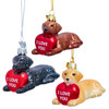 Noble Gems™ Glass Labrador Retirever With "I Love You" Heart Ornaments, 3 Assorted