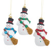Snowman With Blue, Green & Red Scarf Ornaments, 3 Assorted