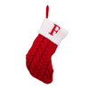 8.6" Red & White Knit Monogrammed "F" Miniature Stocking 