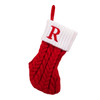 8.6" Red & White Knit Monogrammed "R" Miniature Stocking 