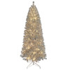 7' Pre-Lit LED Silver Tinsel Slim Tree