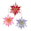Red, Pink & Purple Poinsettia Ornaments, 3 Assorted
