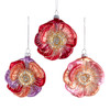 Multicolor Glass Flower Ornaments, 3 Assorted 