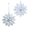 Opalescent Glittered Snowflake With Gemstone Ornaments, 2 Assorted