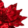 Red Velvet With Glitter Accents Poinsettia Stem 