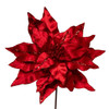 Red Velvet With Glitter Accents Poinsettia Stem 