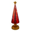 13" Glass Battery Operated Blinking LED Red Tree Table Piece