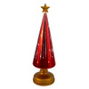 13" Glass Battery Operated Blinking LED Red Tree Table Piece