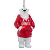 Coca-Cola® Polar Bear Wearing Red Glittered Hoodie Ornament