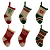 5“ Miniature Red, Green and Ivory Knit Stockings, 6 Assorted