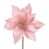 Pink and Iridescent Glitter Poinsettia Pick