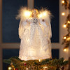 10“ Battery Operated 10L LED Silver & White Angel Treetop