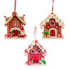Gingerbread House With Peppermint Candy Ornaments, 3 Assorted