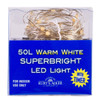 16.3' Battery Operated 50L Warm White Superbright LED Silver Wire Light Set In PDQ