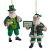 Green & White Irish Santa Ornaments, 2 Assorted