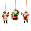 African American Red and White Santa Ornaments, 3 Assorted