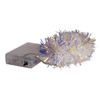 6.3' Battery Operated 20L Warm White Superbright LED Silver Iridescent Tinsel Garland In PDQ