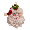 Glass Santa Head with Holly Accent Ornament