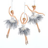 Silver and White Ballerina Ornaments, 3 Assorted
