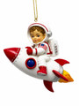 Astronaut Kid On Rocket Ornament