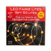 16.3' Battery Operated 50L Warm White Fairy LED Green Wire Light Set In PDQ