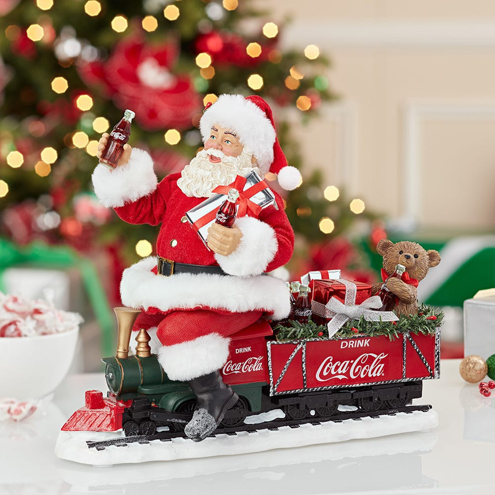 13“ Fabriché™ Coca-Cola® Santa On Train With LED Garland