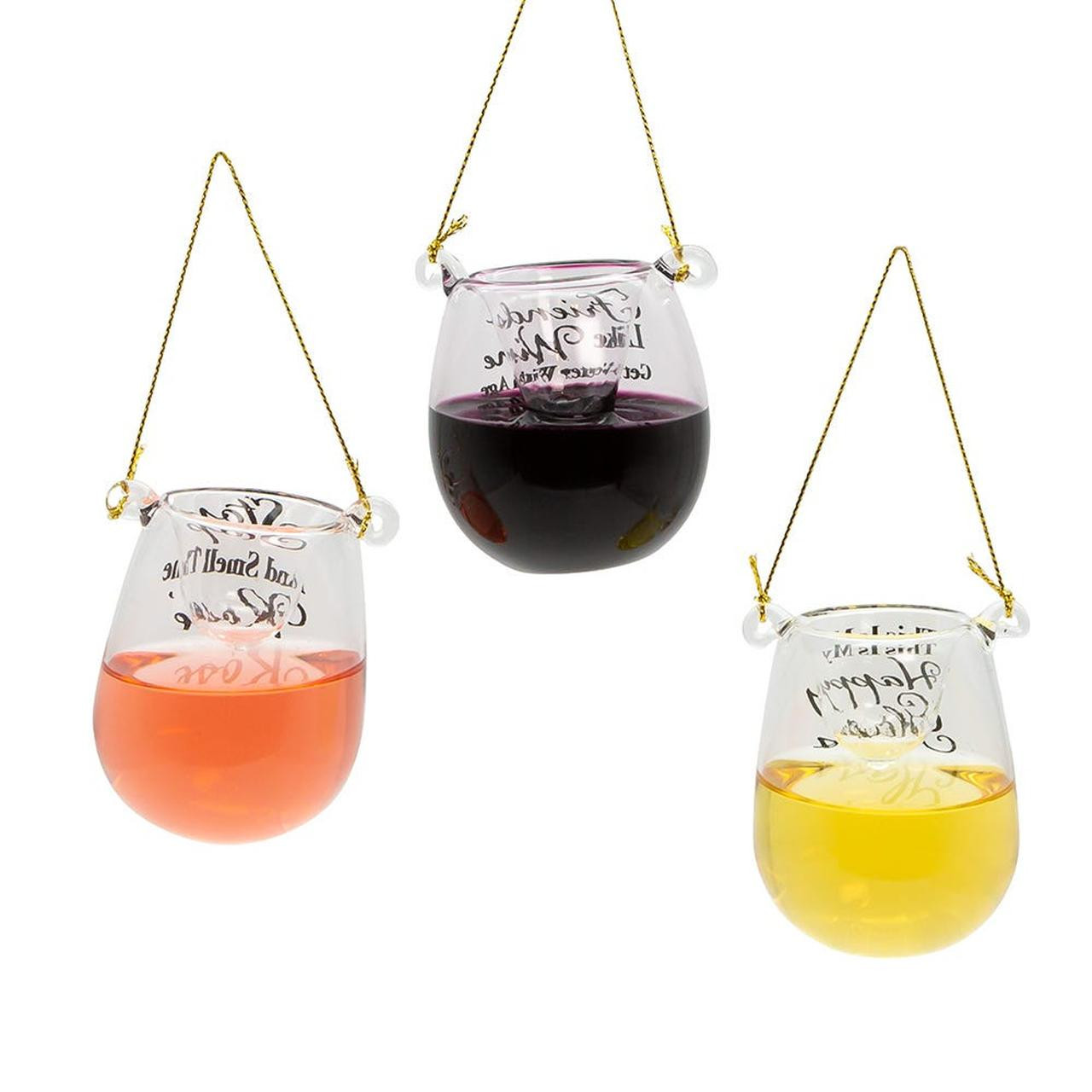 Sentiments Glass Glass Stemless Glass With Sayings Ornaments, 3 Assorted