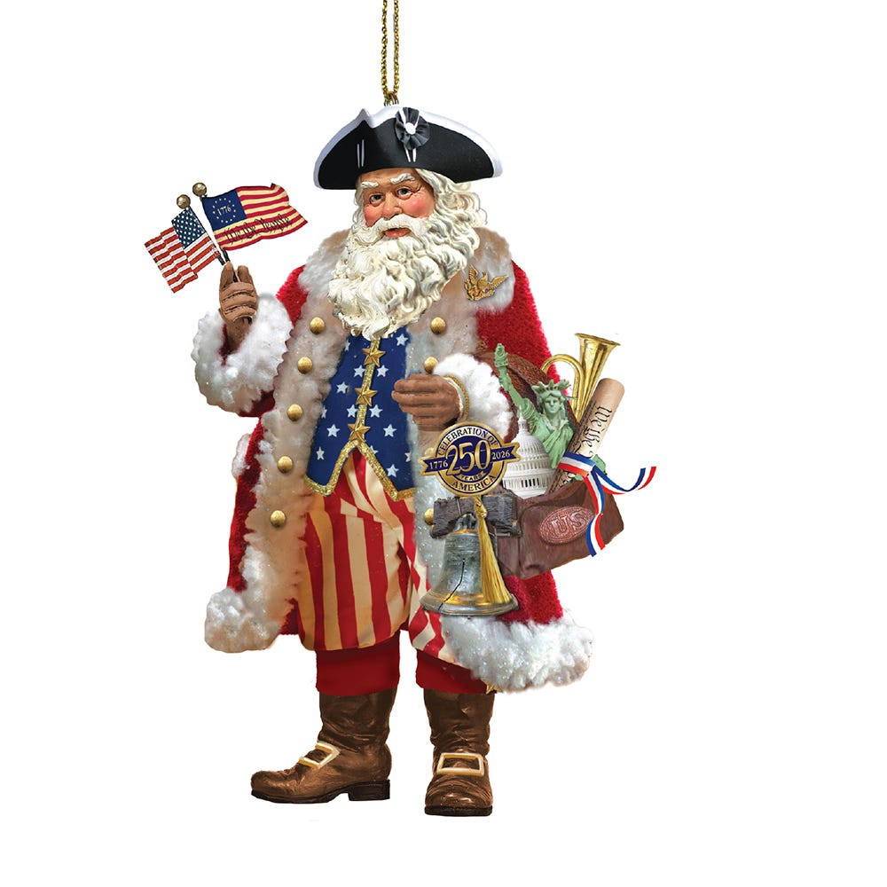 250th Anniversary 1776 American Santa Ornament - Kurt S. Adler Inc