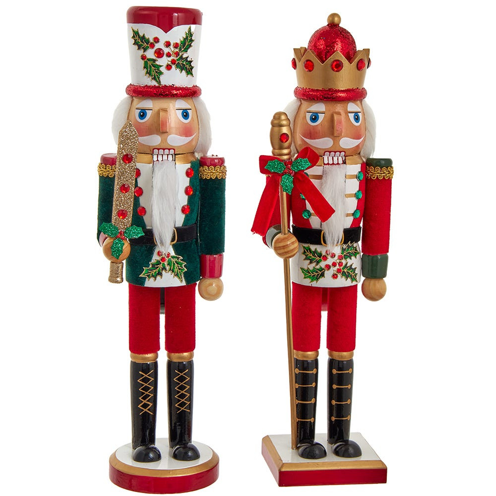 15“ Holly and Berries Nutcrackers, 2 Assorted