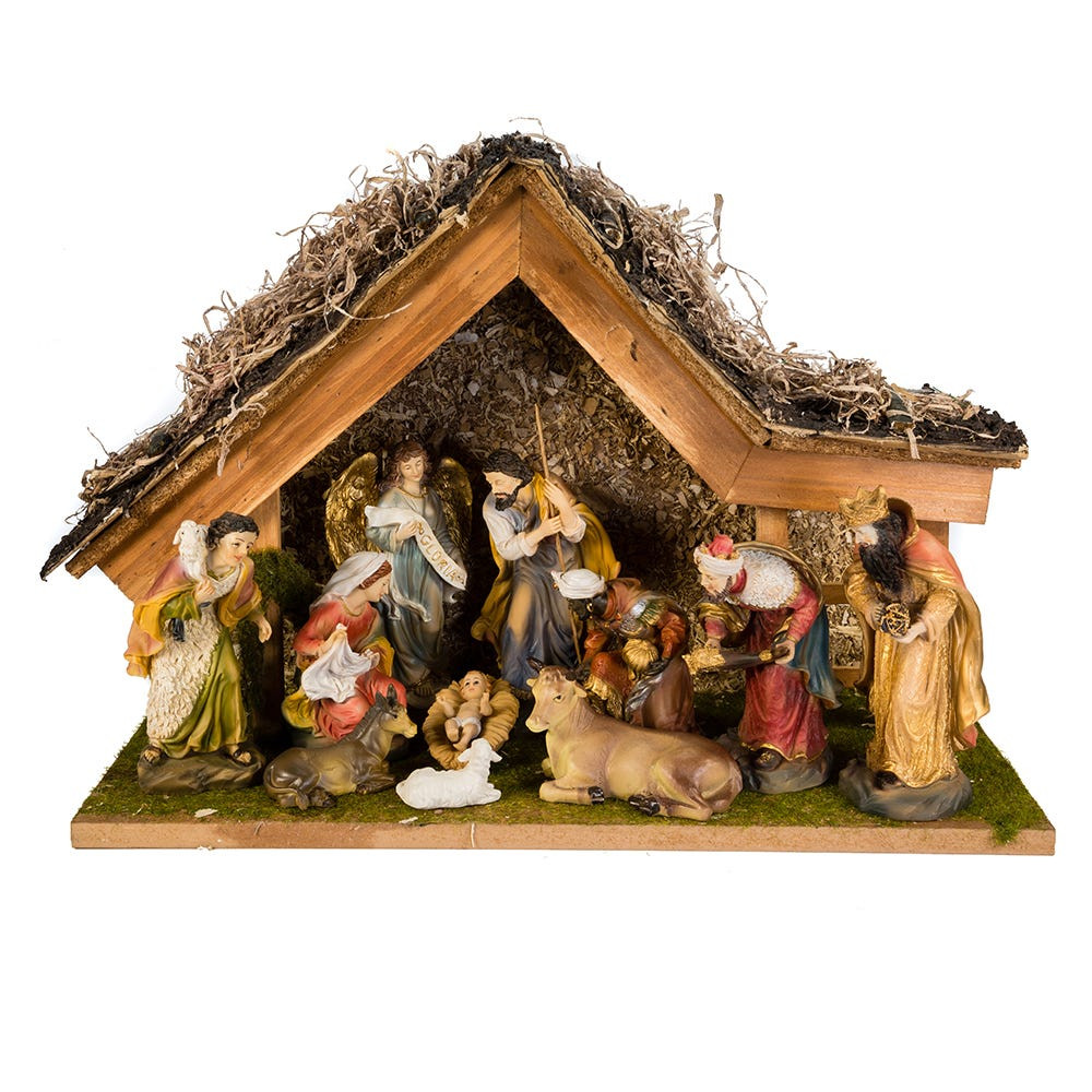 Nativity Set With Stable, 11-Piece Set - Kurt S. Adler Inc