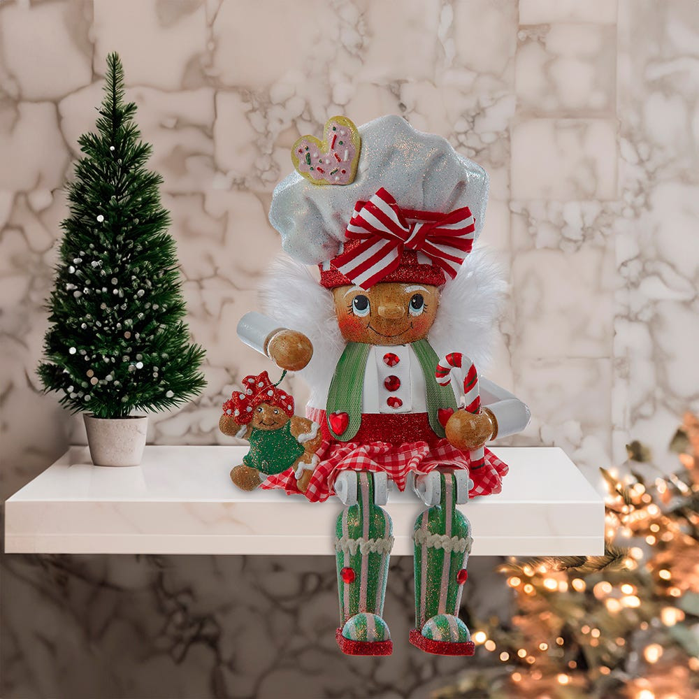 11“ Hollywood Nutcrackers™ Gingerbread Baker Girl Shelf Sitter