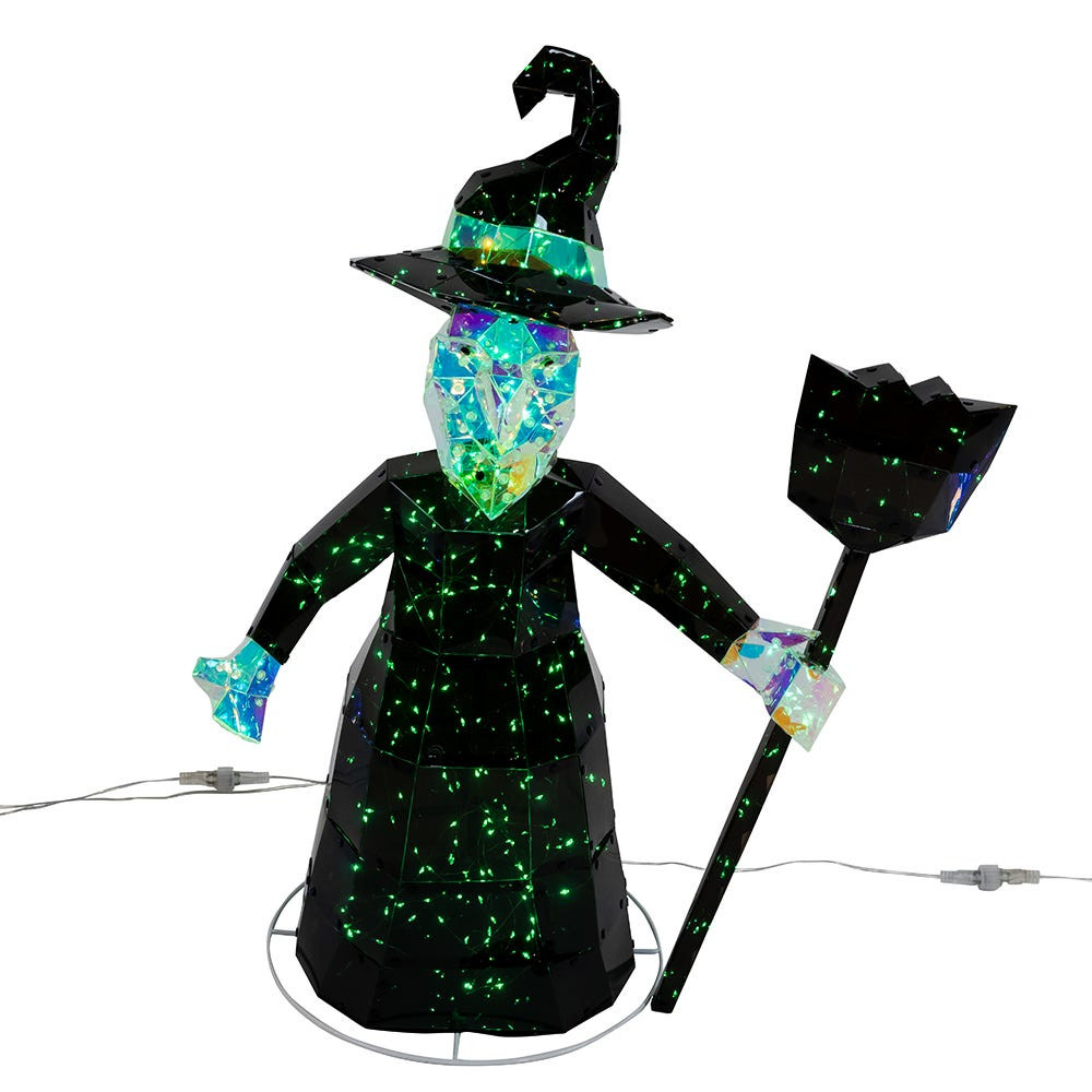 12“-22“ Lighted Magical Iridescence Holographic Witch & Two Ghosts