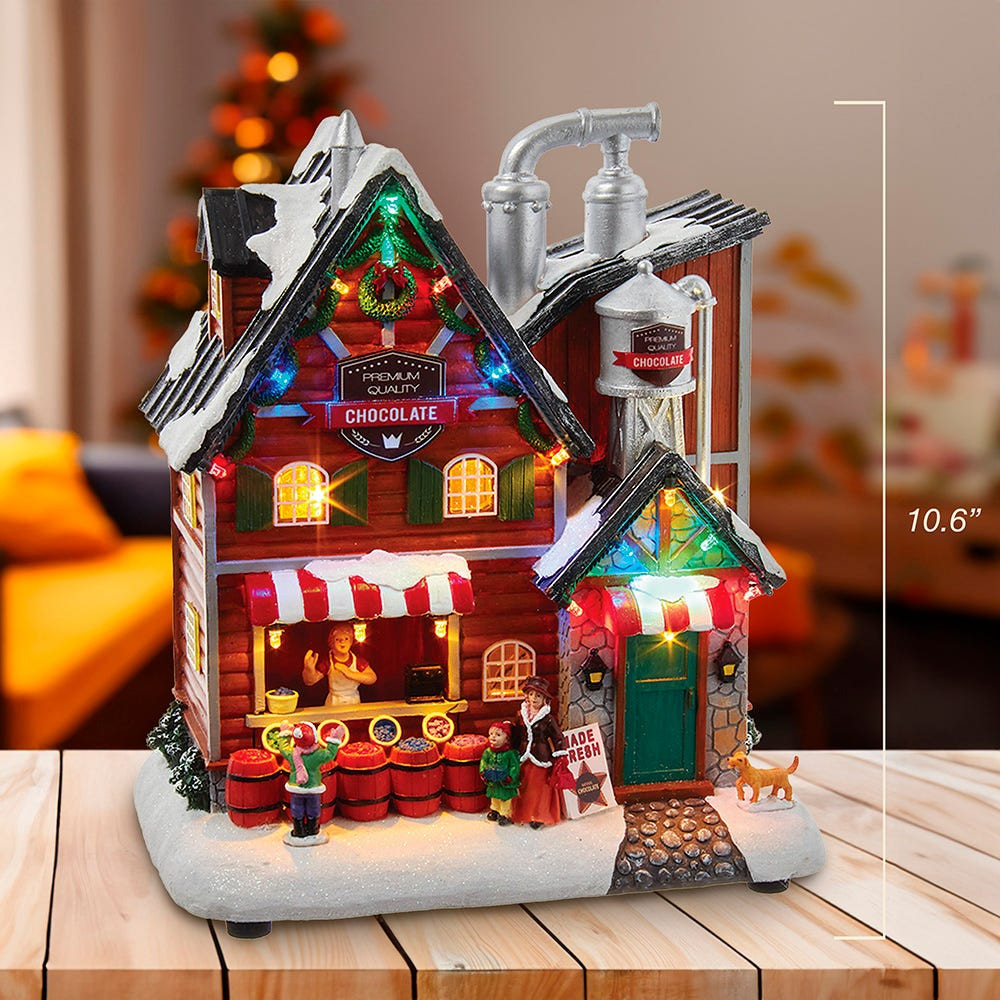 10.63“ Battery-Operated Light-Up Musical Chocolate Factory
