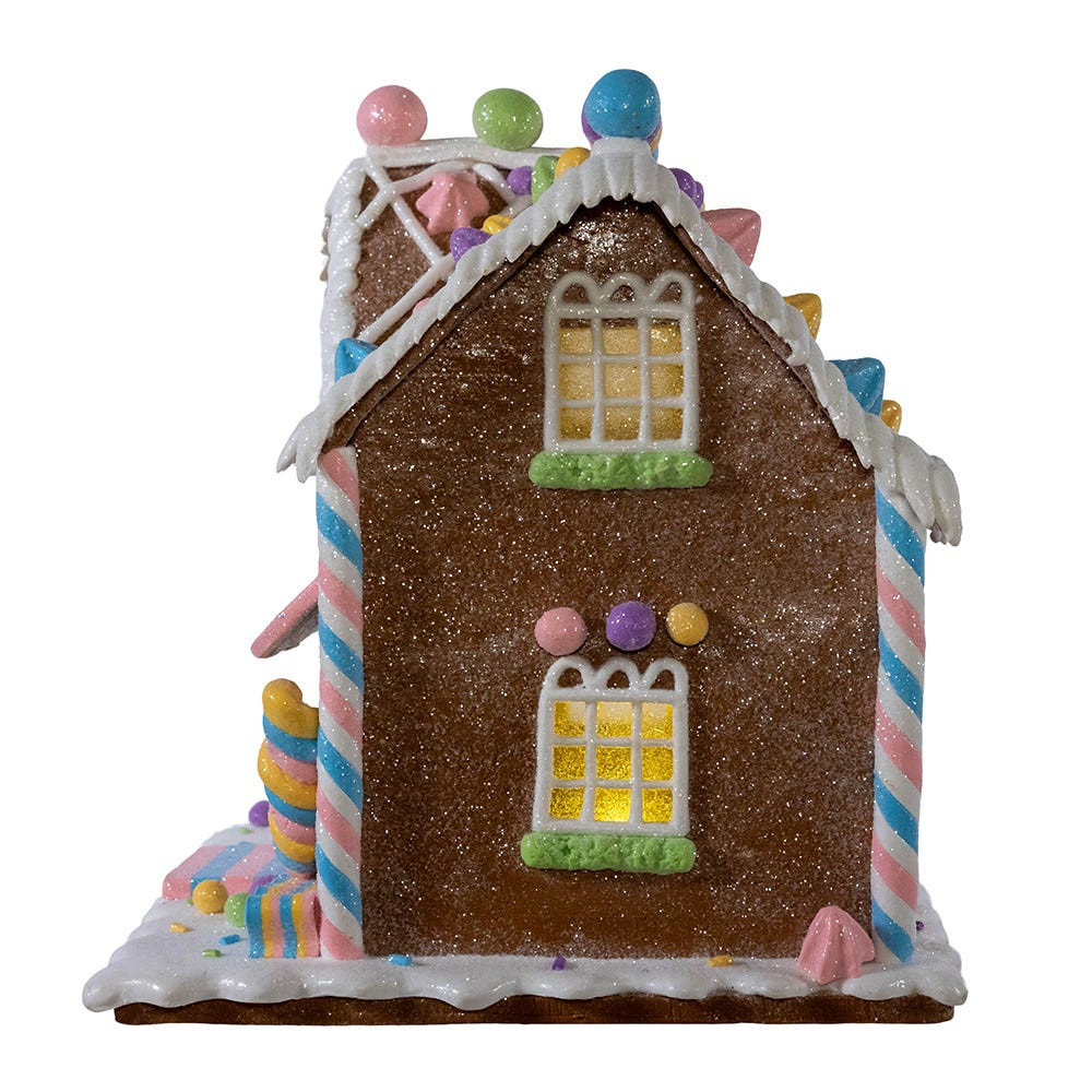 8.07“ Battery Operated LED Lighted Gingerbread Bubblegum Factory