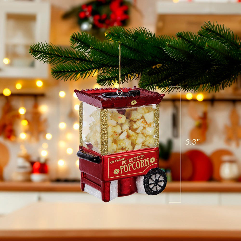 Noble Gems™ Popcorn Machine Glass Ornament - Kurt S. Adler Inc